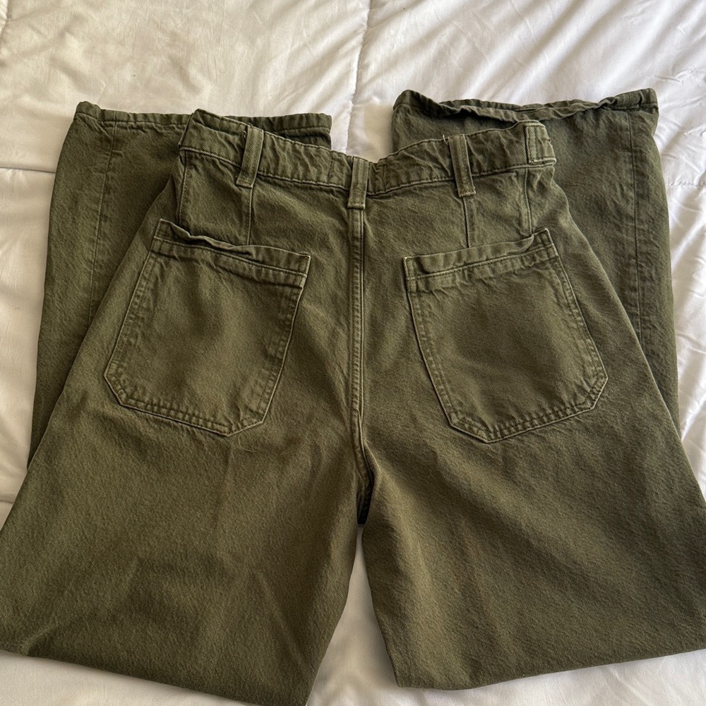 Free People We the Free Palmer Olive Green Wide Leg Cuff Utility Pants Size 28 - Picture 6 of 6